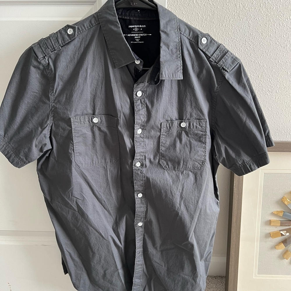 Paper Denim & Cloth Dark Gray Button Down Shirt